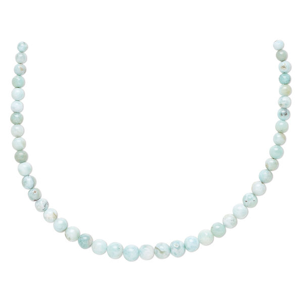 Larimar 1pkg1, hand-cut round bead natural B grade, 8 inch graduated 4-6mm image number 0