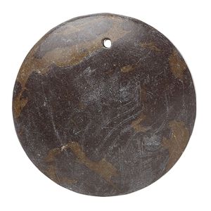 Portoro marble 1pkg1, puffed flat back round focal natural 39-41mm
