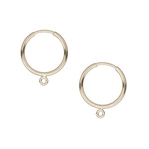 Earring hoop 1pkg2 14Kt gold-filled, 14mm round / endless loop / bottom loop, 21 gauge 1 pair