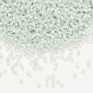 Seed bead, Delica®, glass, pkg/50g, #11 round, opaque glazed luster light mint (DB-1536-1).
