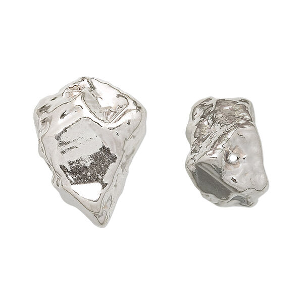 Bead, JBB Findings, sterling silver, electroformed, 22x11mm nugget. Sold individually. image number 0