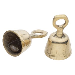 Bell, brass, 2-inch bell with swirled lines and clapper. Sold per pkg of 2.