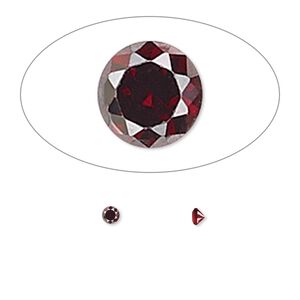 Gem, cubic zirconia, garnet red, 2.5mm faceted round, Mohs hardness 8-1/2. Sold per pkg of 10.