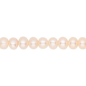Pearl, White Lotus™, cultured freshwater, peach, 5.5-6mm button, B grade, Mohs hardness 2-1/2 to 4. Sold per 15-1/2" to 16" strand.