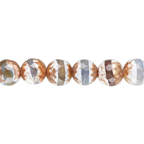 Bead, blue-brown agate (dyed / heated), 7.5-8mm faceted round, B grade, Mohs hardness 6-1/2 to 7. Sold per 16-inch strand. image number 0