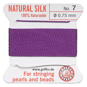 Thread, Griffin, silk, amethyst purple, size #7. Sold per 2-meter card (approximately 78 inches).