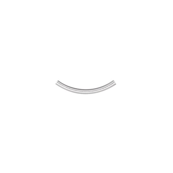 Bead, silver-plated brass, 15.5x1mm curved tube. Sold per pkg of 100. image number 0