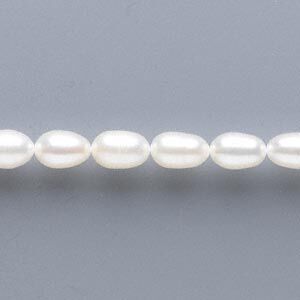 Freshwater 1pkg1, rice pearl, 14 inch white 4-5mm cultured