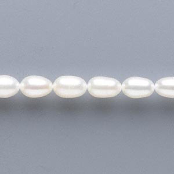 Freshwater 1pkg1, rice pearl, 14 inch white 4-5mm cultured image number 0