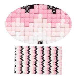 Adhesive sheet, My Style Deco Art™, peel-off, resin and glue, pinks / black / white, 8 x 4-3/4 inch rectangle, 1.8mm thick with chevron design. Sold individually.