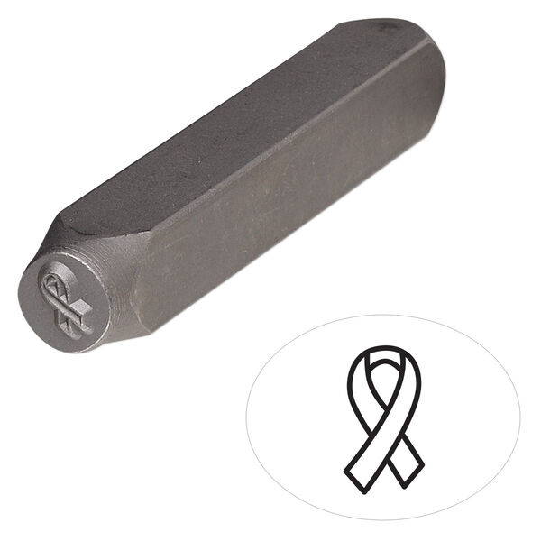 Stamp punch, tempered chrome vanadium steel, 5.5x3mm awareness ribbon, 2-3/4 x 3/8 inches. Sold individually. image number 0