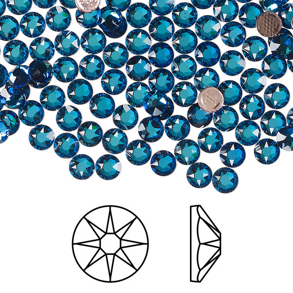 Flat back 144pk crystal Bermuda blue foil back, Crystal Passions® hotfix 3.8-4mm round SS16 2078 image number 0