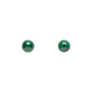 Malachite 1pkg2, half-drilled round bead natural 6mm