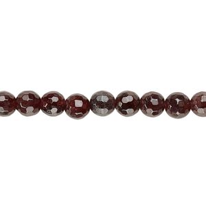 Garnet 1pkg1, faceted round bead natural 8 inch 5-6mm