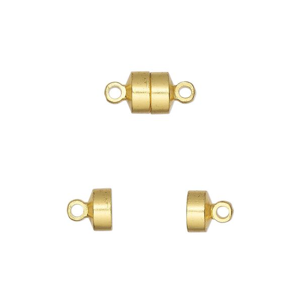 Clasp, magnetic, gold-finished brass, 7x6mm barrel. Sold per pkg of 10. image number 0