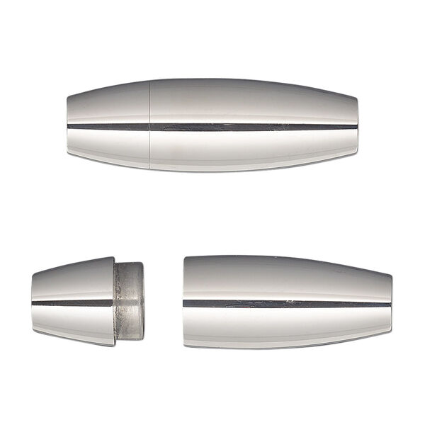 Clasp, magnetic, stainless steel, 30x10mm barrel with glue-in ends, 5mm inside diameter. Sold individually. image number 0