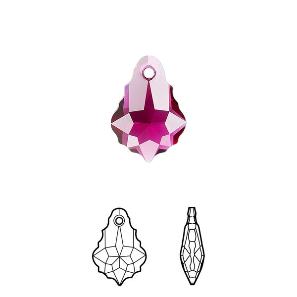 Drop 2pk ruby, Crystal Passions® 16x11mm pendant baroque 6090 image number 0