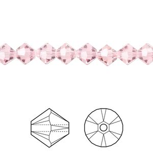 Bead 24pk light rose, Crystal Passions® 6mm bicone 5328