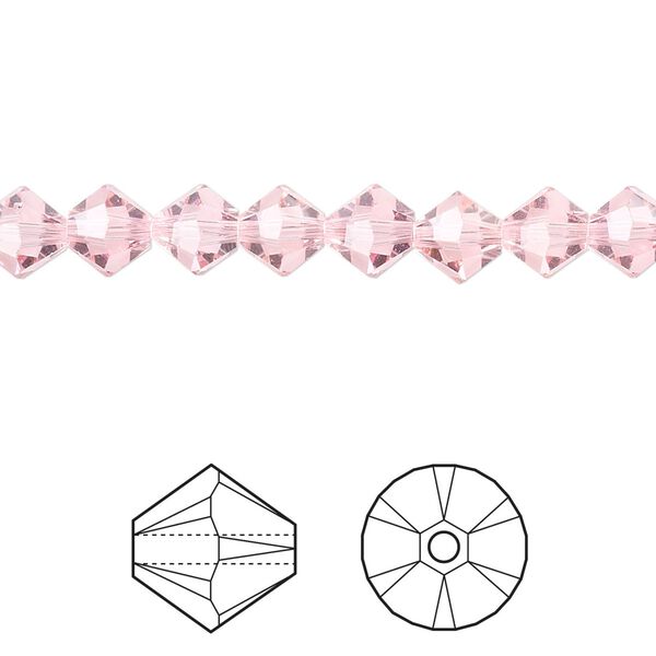 Bead 24pk light rose, Crystal Passions® 6mm bicone 5328 image number 0