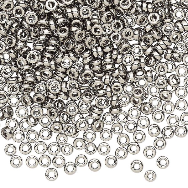 Seed bead, Miyuki, glass, pkg/50g, 3x1.3mm spacer rondelle, opaque nickel-plated, (SPR3-190). image number 0