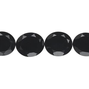 Black onyx 1pkg10, hand-cut faceted oval bead 14x12mm
