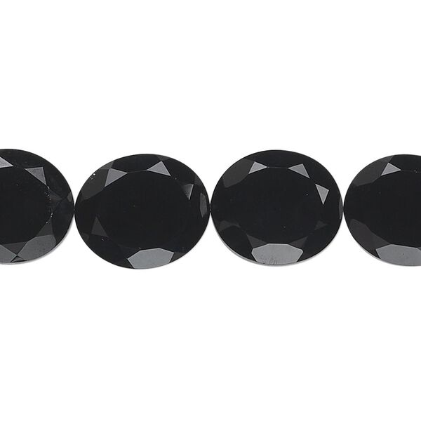 Black onyx 1pkg10, hand-cut faceted oval bead 14x12mm image number 0