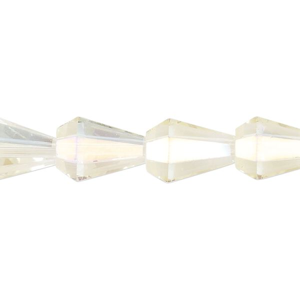 Bead, glass, crystal AB, 13x9mm faceted teardrop. Sold per 15-1/2 to 16-inch strand. image number 0