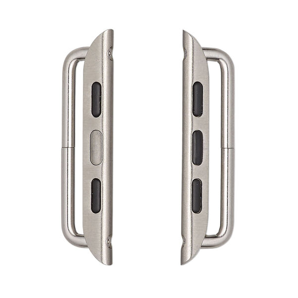 Watch component, imitation rhodium-finished brass, 35x7.5mm with 25mm bar. Sold per pkg of 2. image number 0