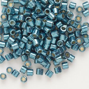 Seed bead, Delica®, glass, pkg/250g, #8 round, Duracoat® opaque galvanized dark seafoam (DBL-1847).