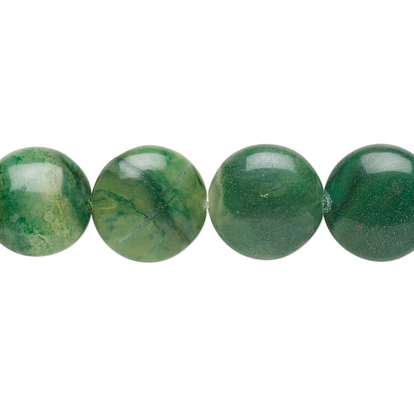Bead 1pkg1 African aventurine, 12mm puffed flat round B grade, 8 inch natural image number 0