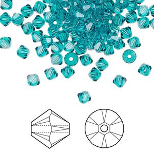 Bead 48pk blue zircon, Crystal Passions® 4mm bicone 5328
