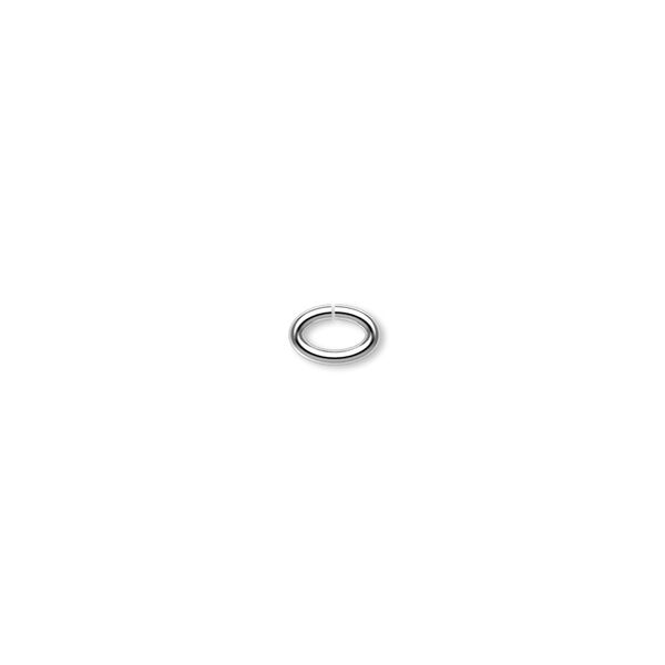 Jump ring, silver-plated brass, 6x4mm oval, 4.1x2mm inside diameter, 18 gauge. Sold per pkg of 100. image number 0