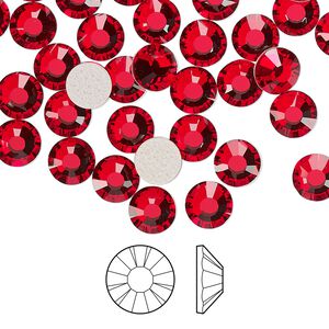 Flat back 24pk light Siam foil back, Preciosa MAXIMA Czech crystal hotfix rhinestone 6.3-6.5mm chaton rose round SS30