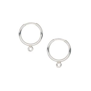 Earring hoop 1pkg2 sterling silver, 12mm round / endless loop / bottom loop, 21 gauge 1 pair