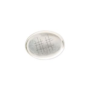Bezel cup, sterling silver, solid back, 18x13mm oval. Sold per pkg of 2.