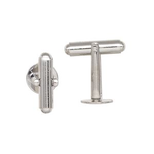 Cuff link, silver-finished brass, 9mm. Sold per pkg of 2.