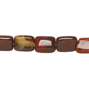 Brecciated jasper 1pkg1, rounded flat rectangle bead natural, 15 inch 10x8mm-11x9mm