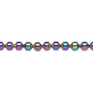 Hemalyke™ 1pkg1, rainbow titanium-coated roller bead 15.5-16 inch 4.5x4mm