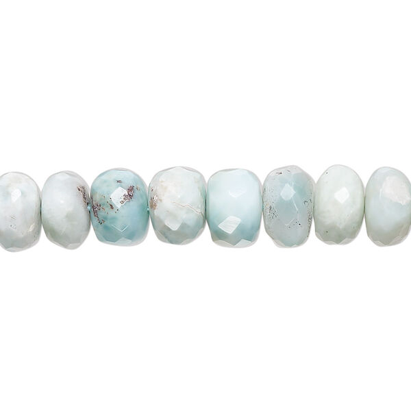 Larimar 1pkg1, hand-cut faceted rondelle bead natural C grade, 13 inch 7x3mm-9x7mm image number 0