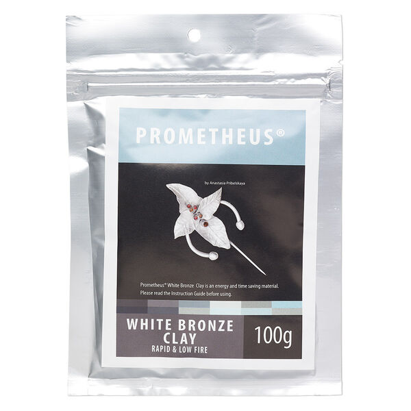 Prometheus® white bronze clay, pkg/100g, rapid and low fire formula. image number 0