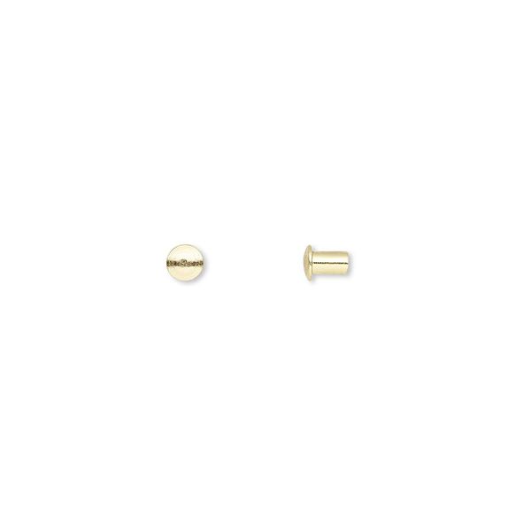 Rivet, brass, 3.5x3mm with 1.9mm shank. Sold per pkg of 100. image number 0