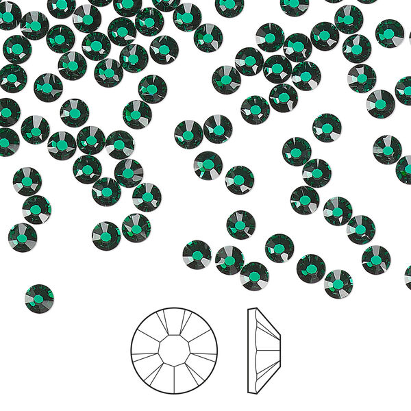 Flat back 1440pk emerald foil back, Preciosa MAXIMA Czech crystal hotfix rhinestone 3-3.2mm chaton rose round SS12 image number 0