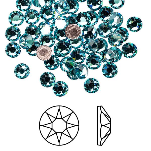 Flat back 1440pk light turquoise foil back, Swarovski® hotfix 4.6-4.8mm rose round SS20 2078HF image number 0