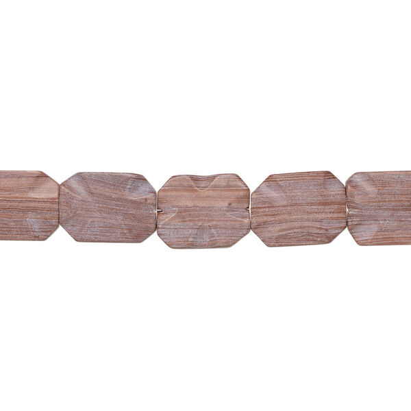 Redline marble 1pkg1, carved flat rectangle bead, 15 inch 42x28mm-44x32mm image number 1