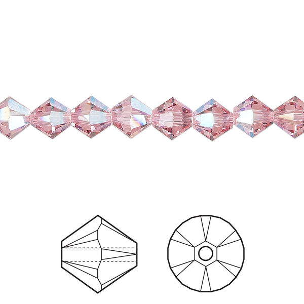 Bead 24pk light rose shimmer, Crystal Passions® 6mm bicone 5328 image number 0