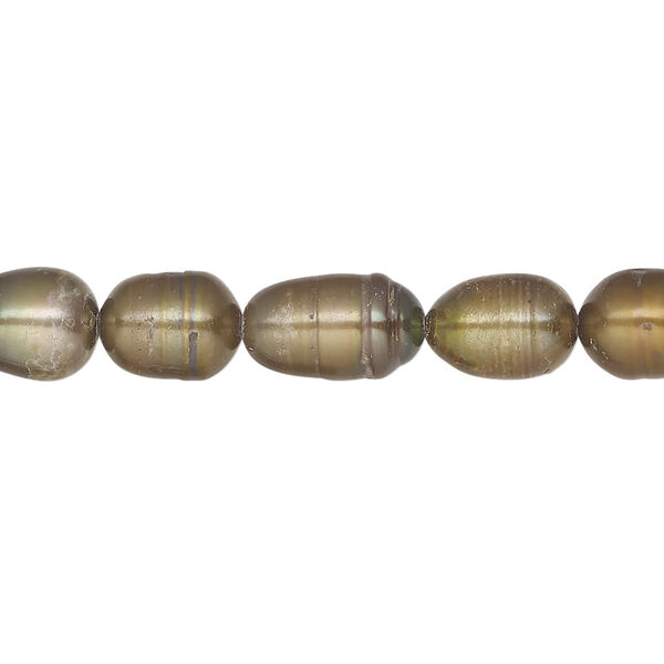 Pearl 1pkg1 freshwater, rice brass, 15 inch 7-8mm cultured image number 0