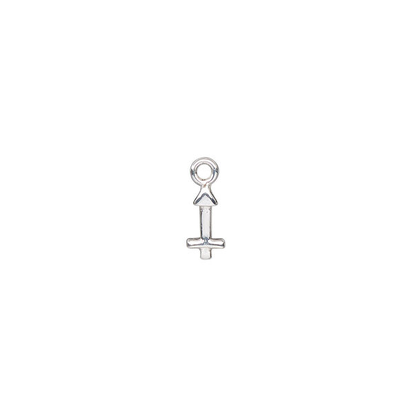 Charm, sterling silver, 8x4mm single-sided Sagittarius zodiac symbol. Sold individually. image number 0