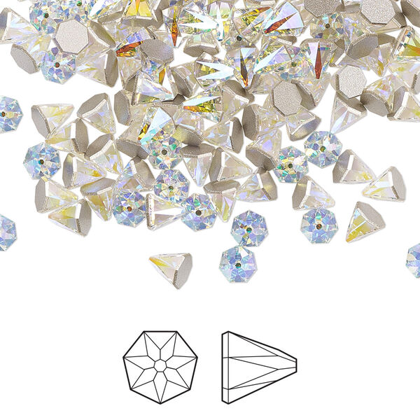 Flat back 24pk crystal AB foil back, Crystal Passions® 4mm round spike 2019 image number 0