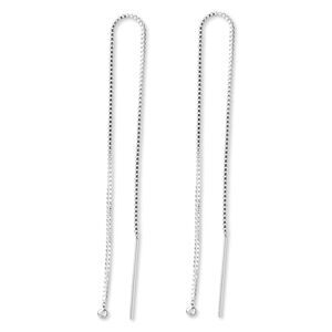 Ear thread 1pkg2 sterling silver, 5 inch box chain / 2mm ball, 1 pair