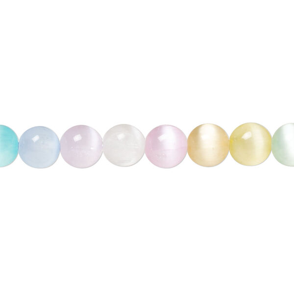 Bead assortment, selenite (dyed / coated), pkg/16 inches, 6mm round, B+ grade, multicolored. image number 0